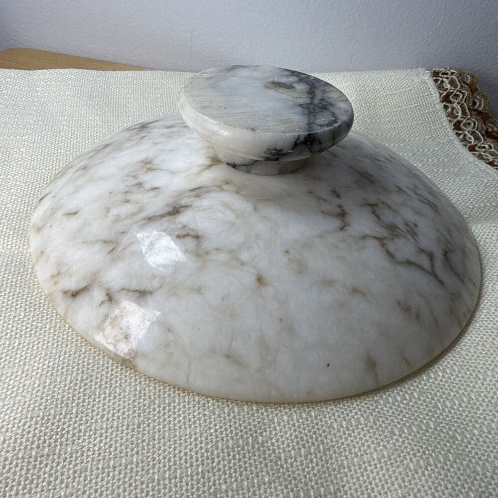Vintage Italian Marble Pedestal Fruit Bowl Centerpiece 9.5”X 2.75” - Picture 6 of 11